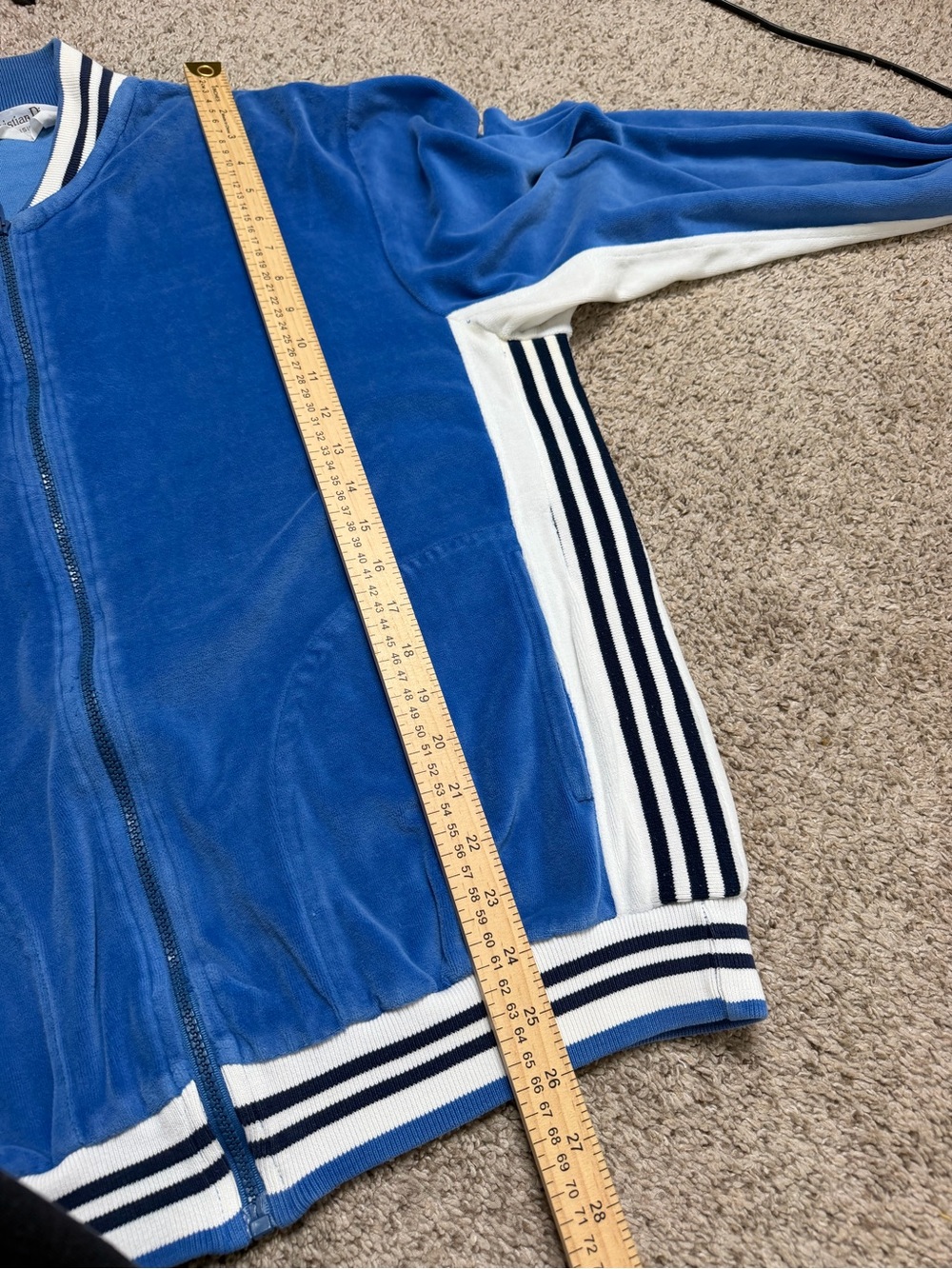 Dior Blue and White Striped Collar Zip Jacket - Picture 7 of 9